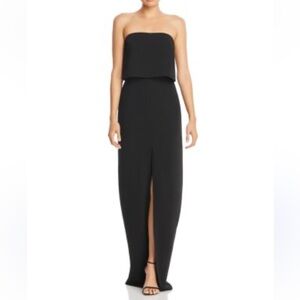 Amanda Uprichard Verona Strapless Front-Slit Black Formal Gown Womens Small